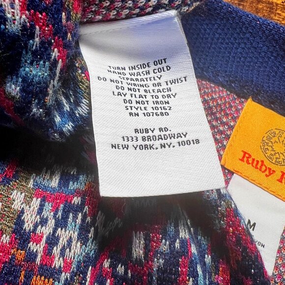 Ruby Rd. Open Front Long Sleeve Cardigan-Blue/Pink Mix-Size Medium-Casual-Long - Picture 14 of 16